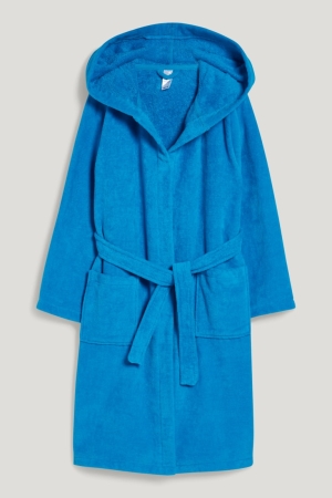 C&A Terry Cloth Bathrobe With Hood Organic Katoenen Ondergoed Petrol | RIA-014325