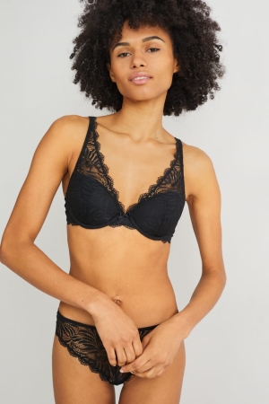 C&A Underwire Bra Demi Gewatteerd Ondergoed Zwart | AKW-982610