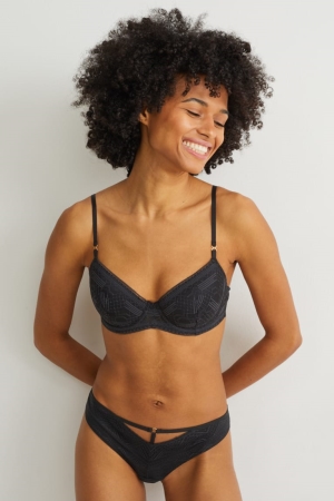 C&A Underwire Bra Demi Gewatteerd Ondergoed Zwart | DYW-539086