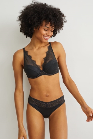 C&A Underwire Bra Demi Gewatteerd Ondergoed Zwart | EMO-250691