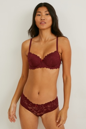 C&A Underwire Bra Demi Gewatteerd Ondergoed Bordeaux | MPW-095417