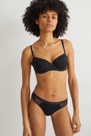 C&A Underwire Bra Demi Gewatteerd Ondergoed Zwart | YIF-690475