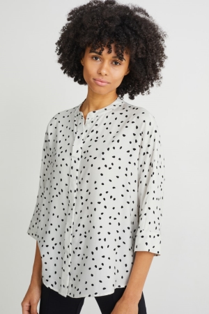 C&A With Tencel™ Lyocell Fibres Blouse Wit Zwart | OIY-713905