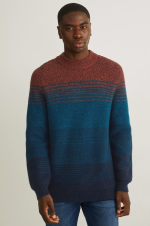 C&A Wol Blend Recycled Jumpers Oranje Donkerblauw | XIS-389657