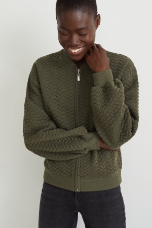 C&A Zip-through Sweatshirts Donkergroen | IWN-671389