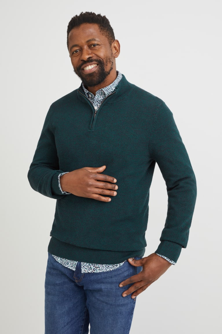 C&A And Regular Fit Button-down Collar Jumpers Groen | LFM-845739