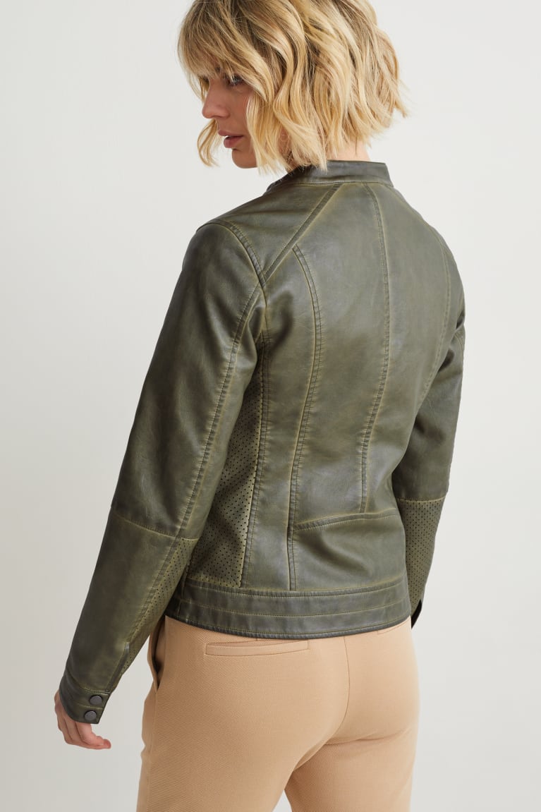 C&A Biker Faux Leren Jassen Groen | BRG-471385