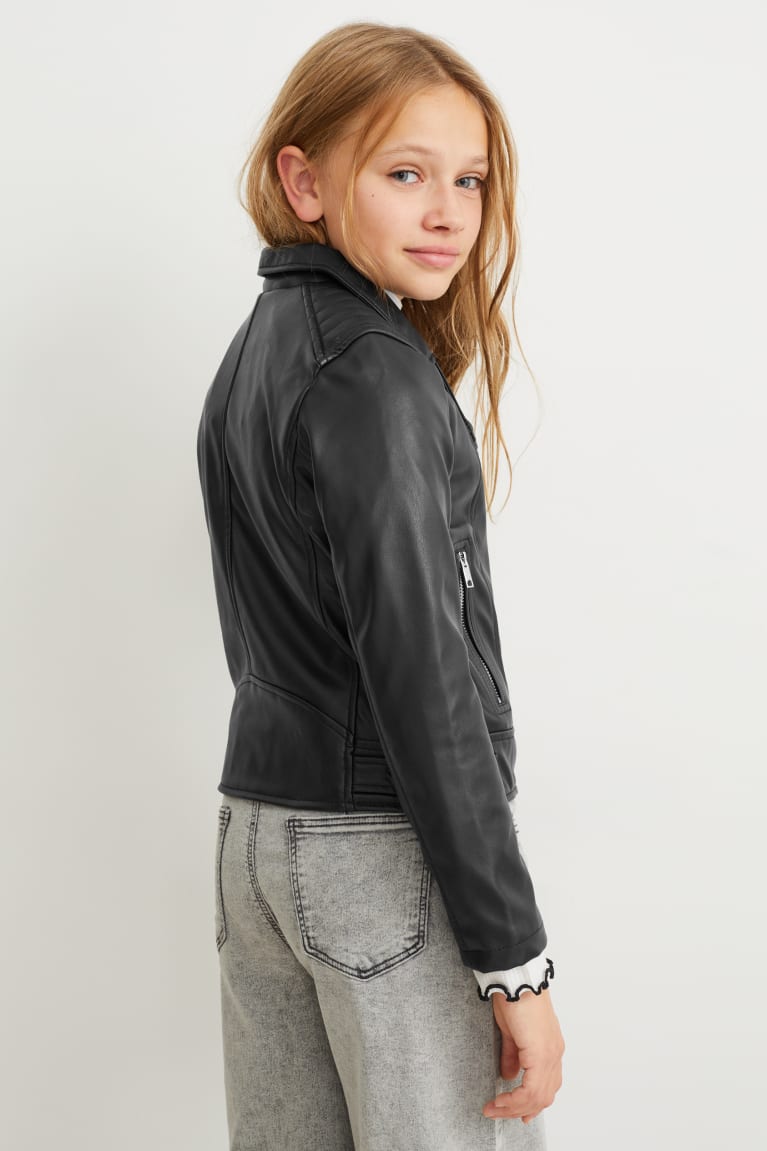 C&A Biker Faux Leren Jassen Zwart | NIR-841765