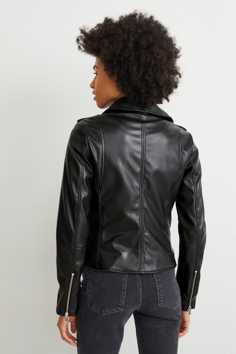 C&A Biker Faux Leren Jassen Zwart | RUX-598461