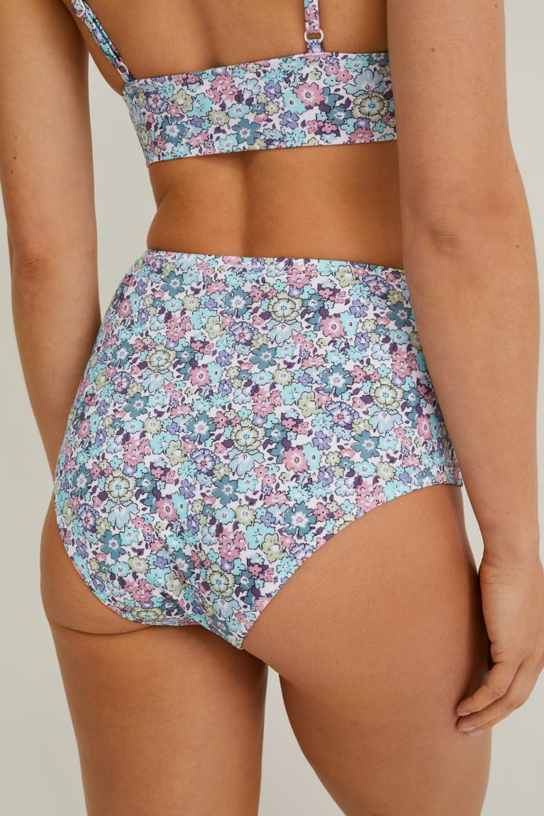 C&A Bikini Bottoms High Rise Lycra® Xtra Life™ Floral Zwemkleding Mintgroen Groen | MES-132974