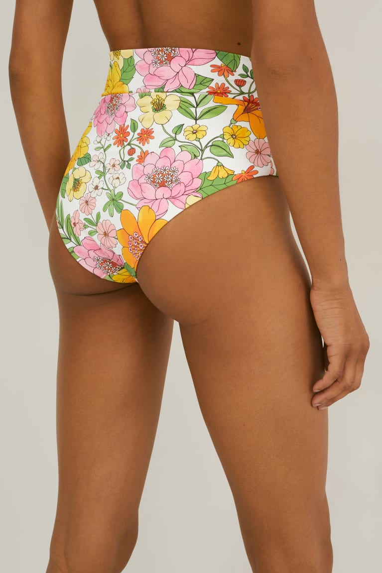 C&A Bikini Bottoms High Rise Lycra® Xtra Life™ Floral Zwemkleding Multicoloured | QBO-096542