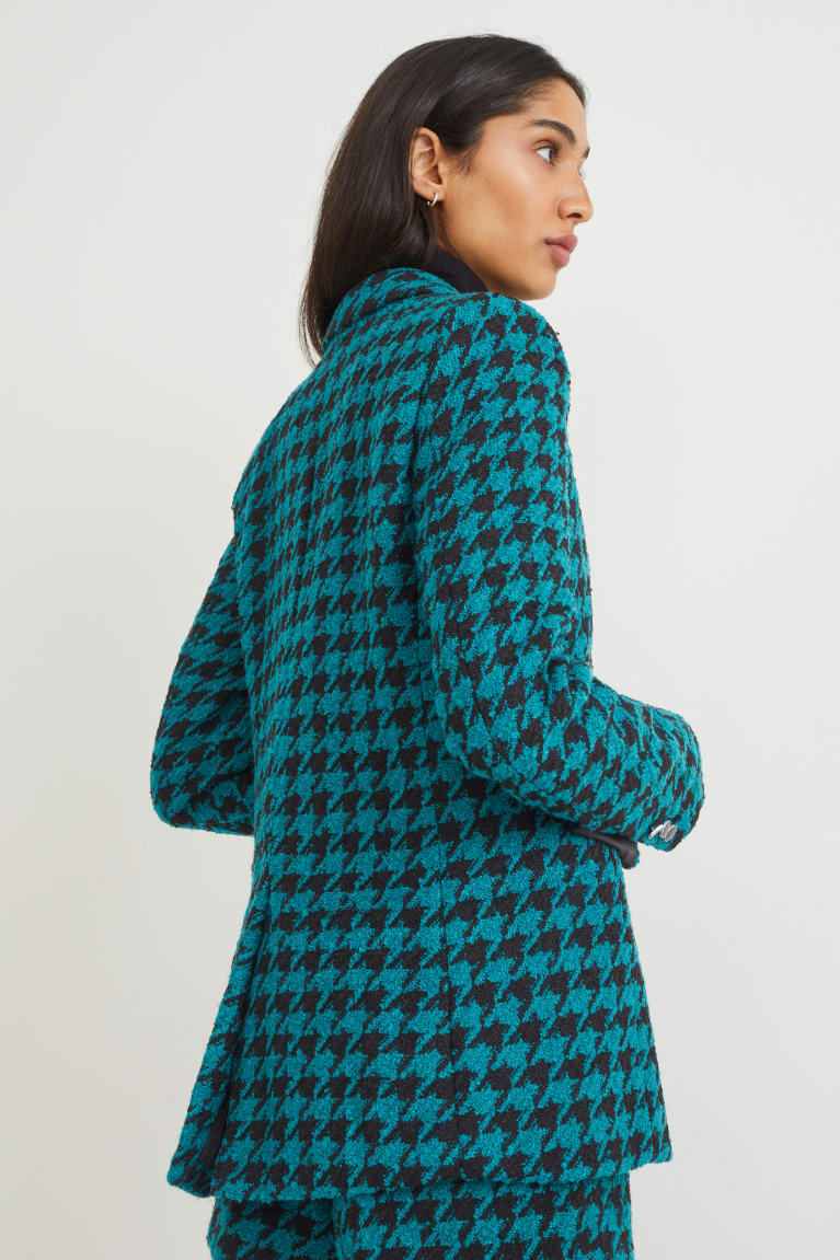 C&A Bouclé Regular Fit Patterned Blazer Donkerturquoise | KUC-096137