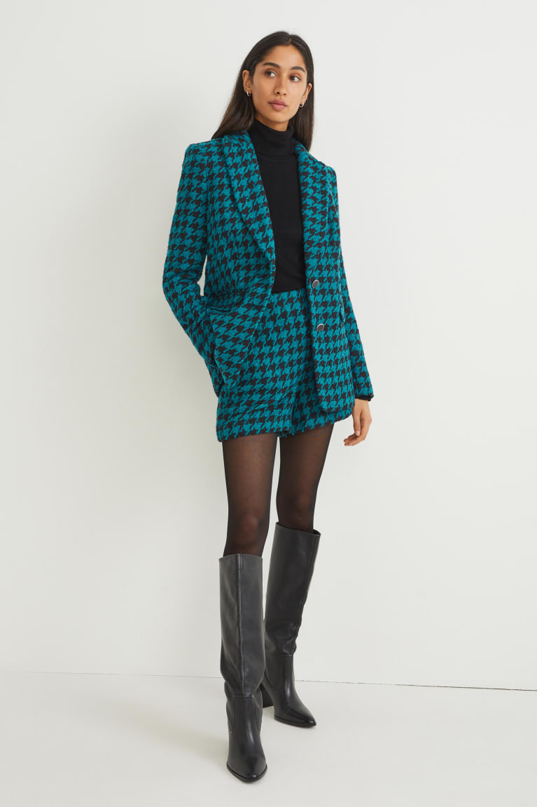 C&A Bouclé Regular Fit Patterned Blazer Donkerturquoise | KUC-096137