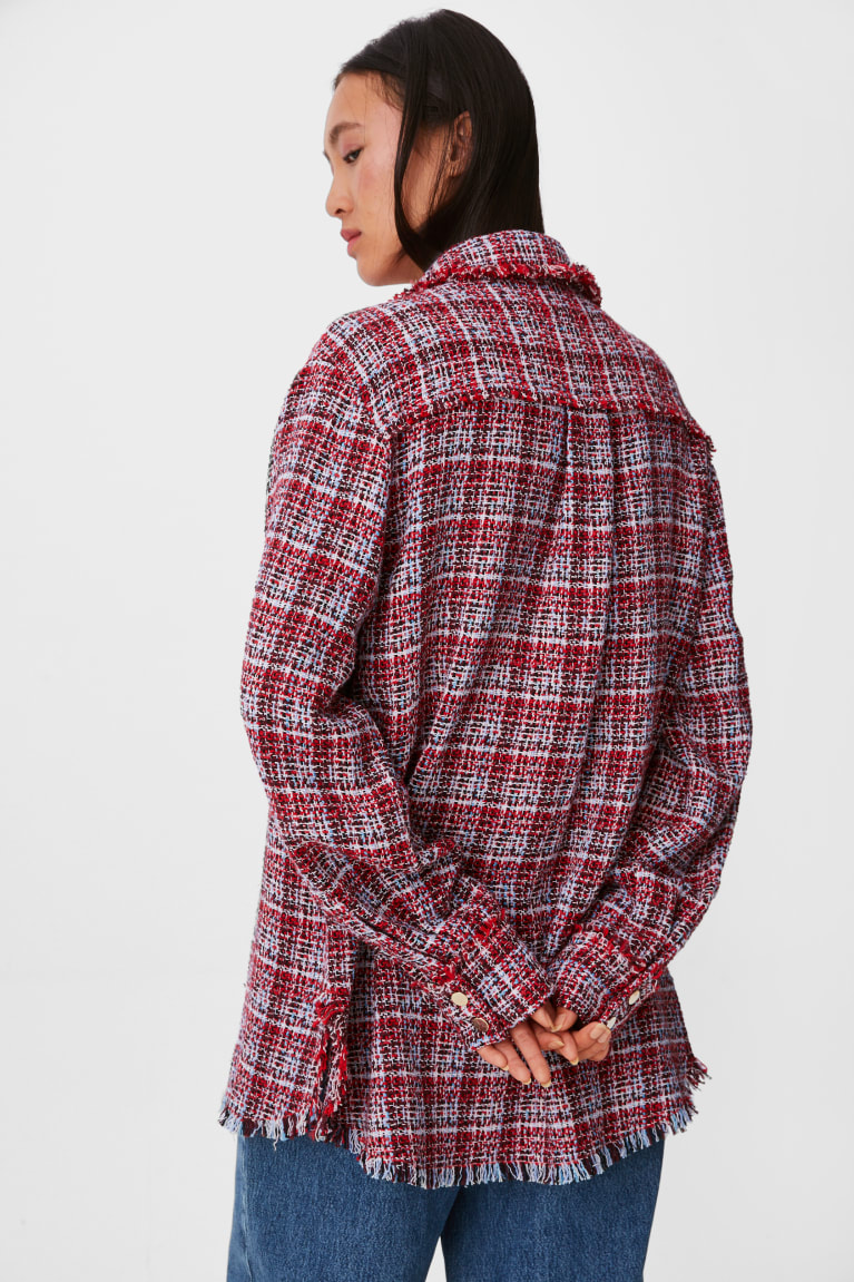 C&A Bouclé Shacket Check Jassen Rood | VEC-621983