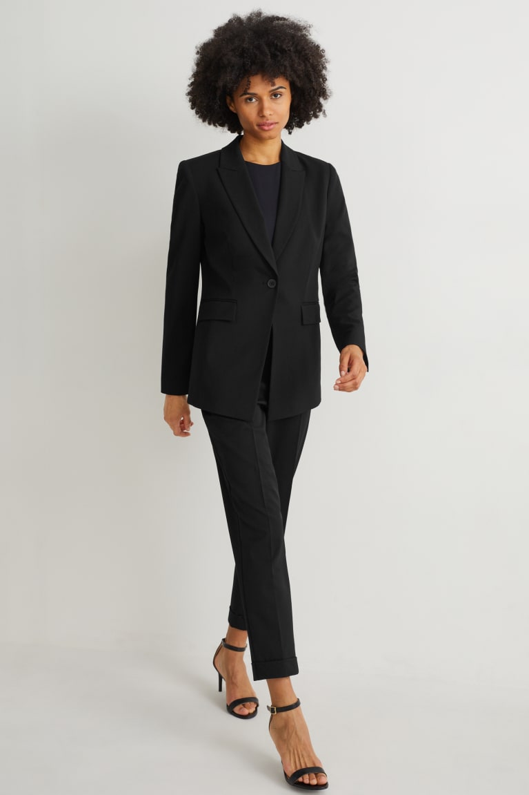 C&A Business Blazer- Regular Fit 4 Way Stretch Jassen Zwart | ARG-653417