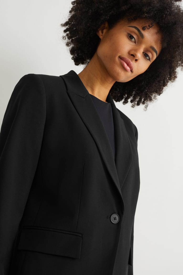 C&A Business Blazer- Regular Fit 4 Way Stretch Jassen Zwart | ARG-653417