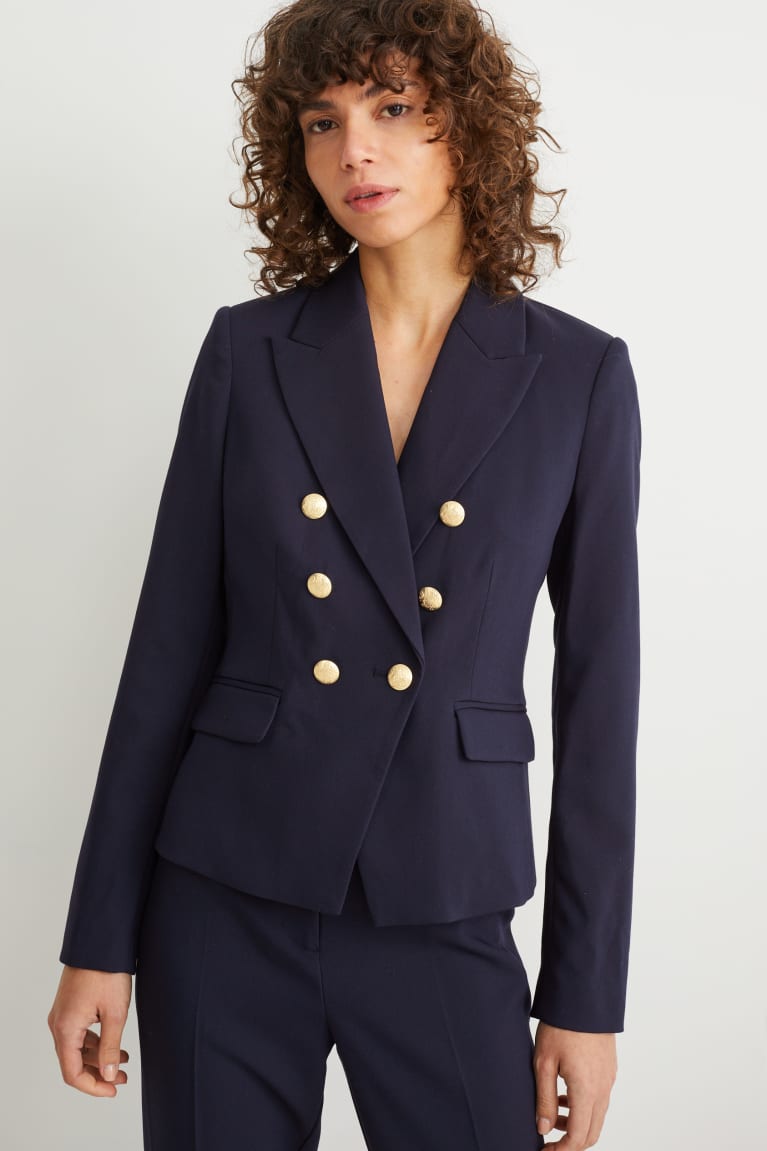 C&A Business Fitted Recycled Blazer Donkerblauw | BUN-049672