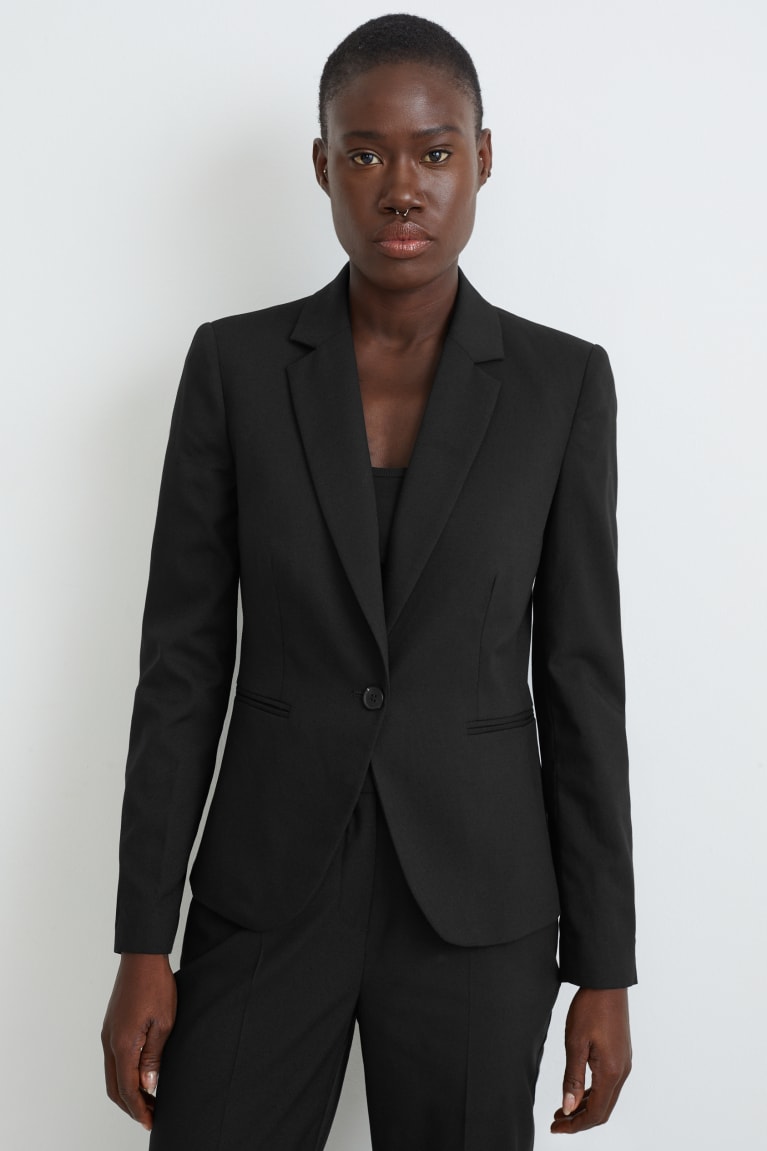 C&A Business Fitted Recycled Blazer Zwart | OWP-184273