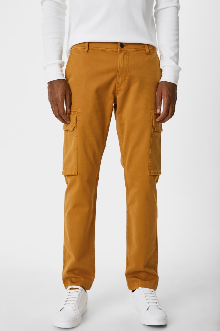 C&A Cargo Tapered Fit Broek Mosterdgeel Geel | EXV-951760