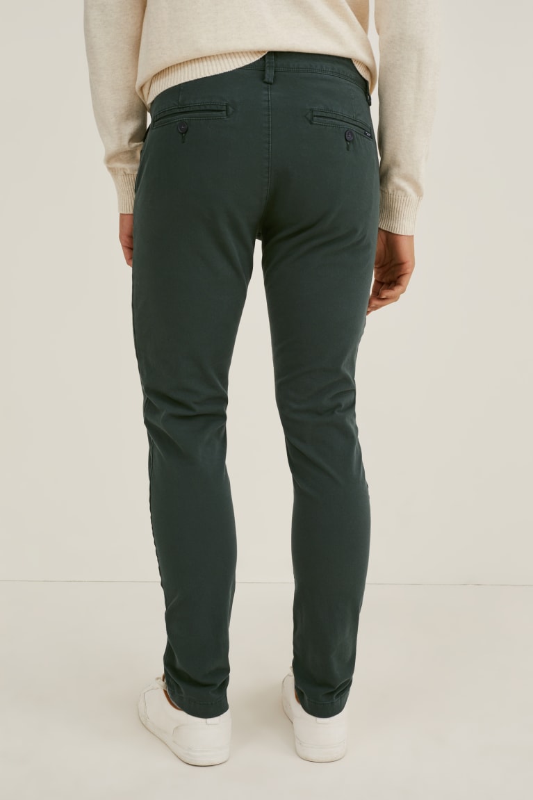 C&A Chinos Slim Fit Flex Lycra® Broek Donkergroen | BZA-542183