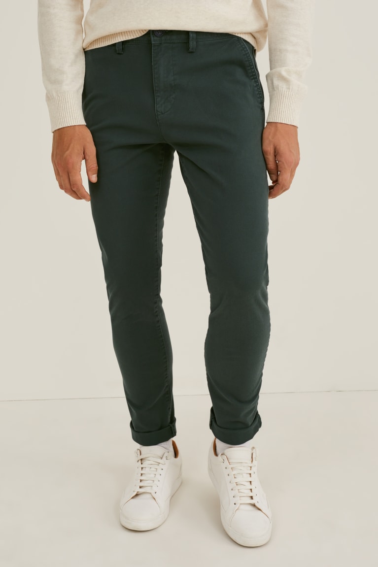 C&A Chinos Slim Fit Flex Lycra® Broek Donkergroen | BZA-542183