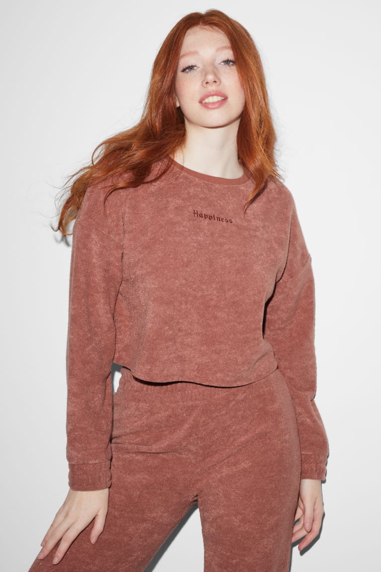 C&A Clockhouse Cropped Terry Cloth Sweatshirts Terracotta | ZHL-496523