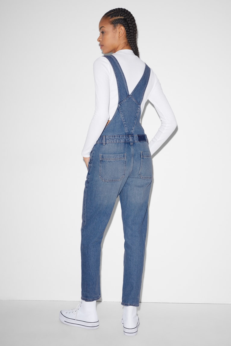 C&A Clockhouse Denim Dungarees Relaxed Fit Jeans Blauw Lichtblauw | GKS-086543