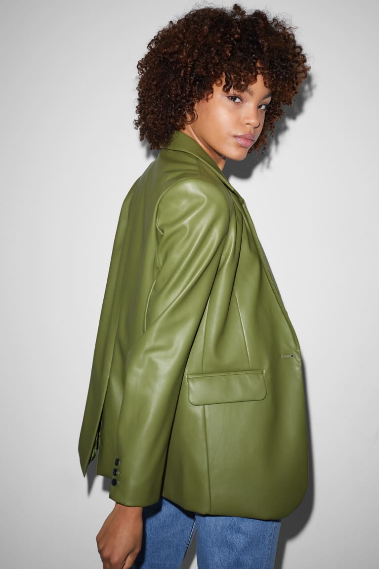 C&A Clockhouse Faux Leren Blazer Groen | NOF-457608