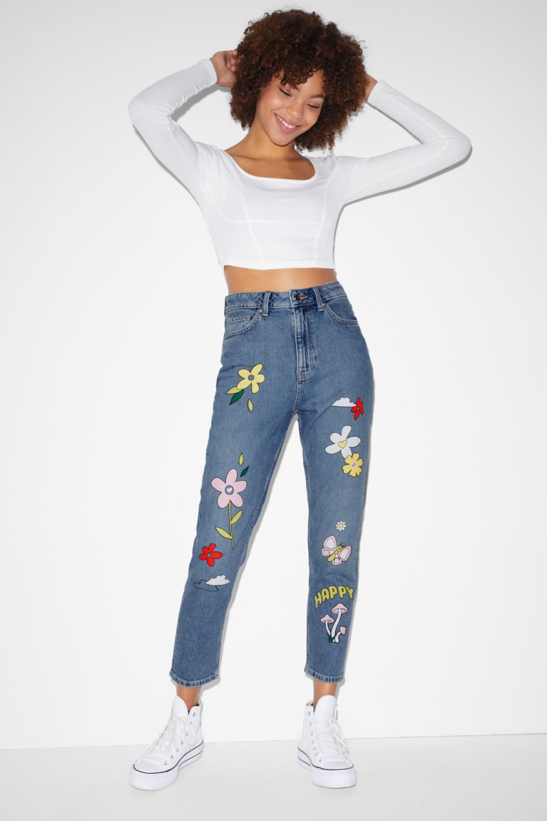 C&A Clockhouse Mom High Taille Jeans Blauw Lichtblauw | KOI-483591