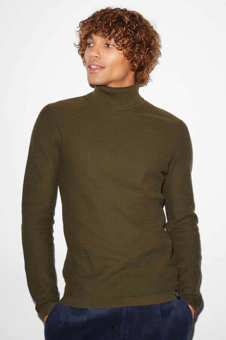 C&A Clockhouse Polo Neck Jumpers Donkergroen | ZAB-653129