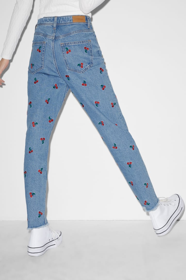 C&A Clockhouse Slim High Taille Patterned Jeans Blauw | LSI-412589