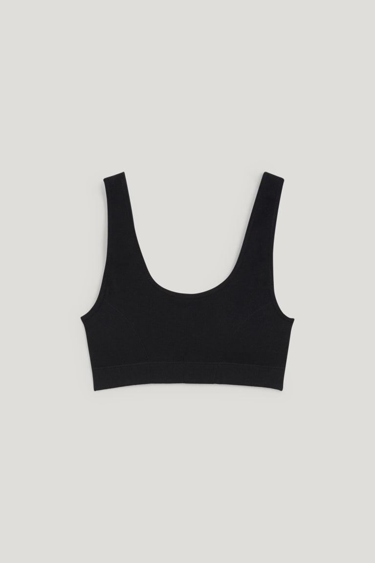 C&A Crop Gewatteerd Seamless- Lycra® Ondergoed Zwart | CDK-569730