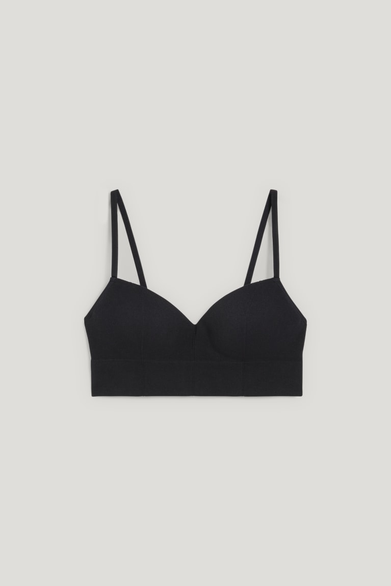 C&A Crop Gewatteerd Seamless- Lycra® Ondergoed Zwart | DXY-852764