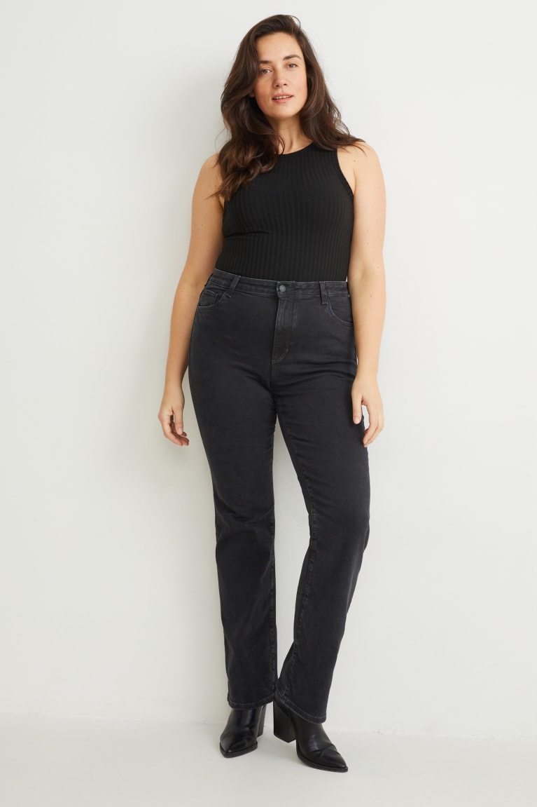 C&A Curvy High Taille Bootcut Lycra® Recycled Jeans Zwart | ALH-726518