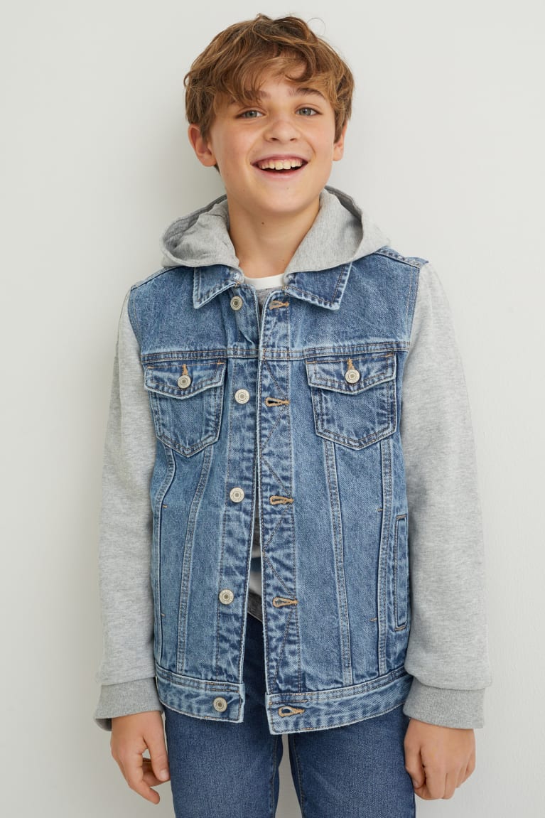 C&A Denim With Hood Jassen Blauw Lichtblauw | ADU-698507