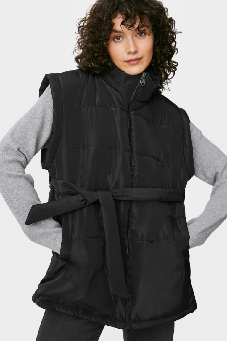 C&A Gewatteerd Gilet Jassen Zwart | CVA-945270