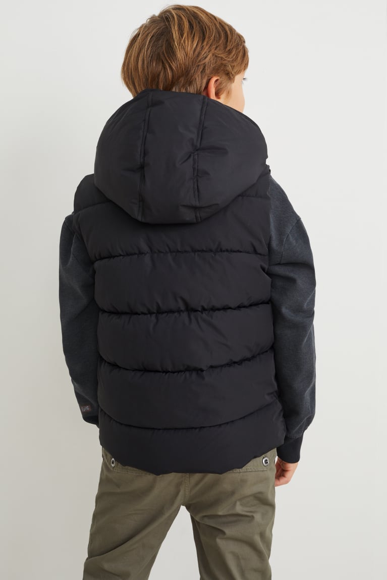 C&A Gewatteerd Gilet With Hood Recycled Jassen Zwart | SND-470215