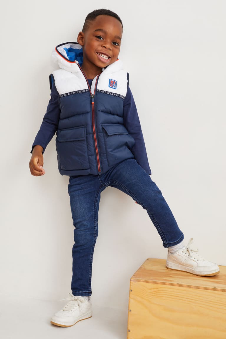 C&A Gewatteerd Gilet With Hood Recycled Jassen Donkerblauw | WXA-546307