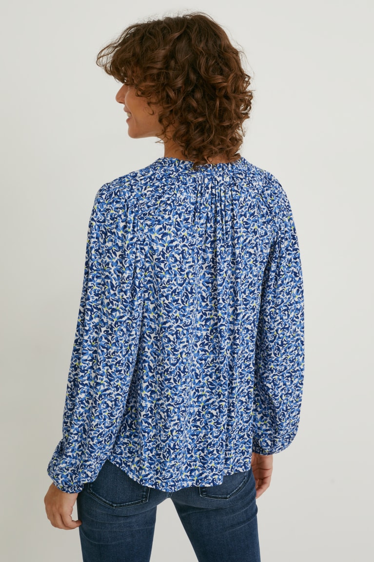 C&A Lenzing™ Ecovero™ Floral Blouse Donkerblauw Wit | ERP-786429