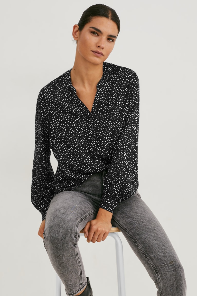 C&A Lenzing™ Ecovero™ Polka Dot Blouse Zwart | KPV-356104