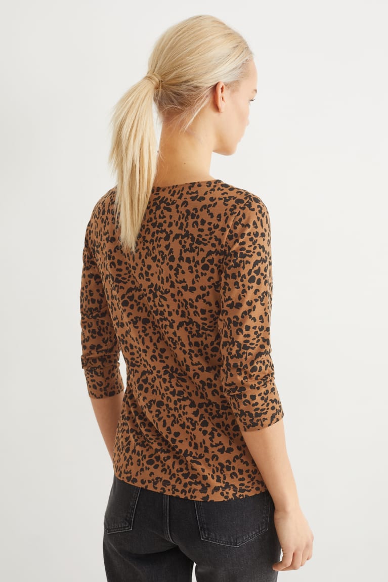 C&A Long Sleeve Patterned Topjes Bruin | OJT-406978