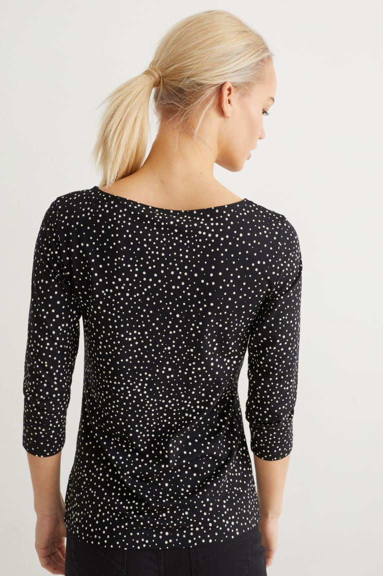 C&A Long Sleeve Polka Dot Topjes Zwart | NQH-583612