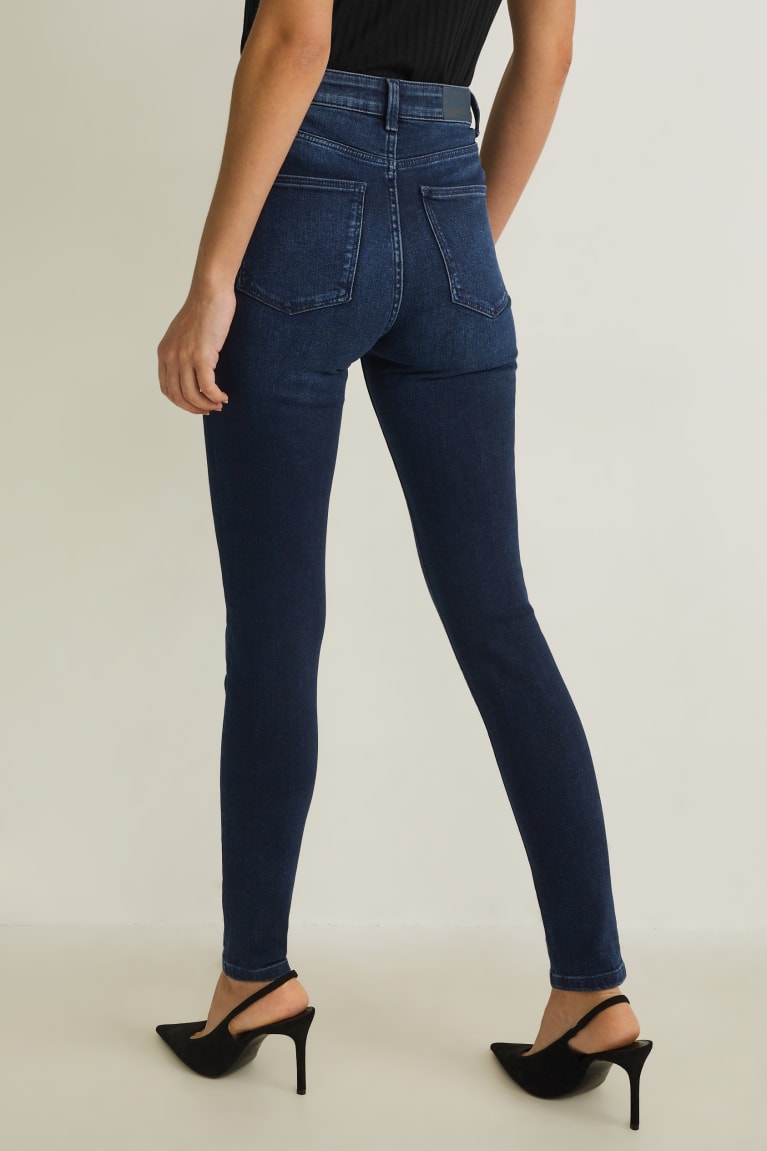 C&A Mager High Rise Lycra® Jeans Blauw Donkerblauw | TNR-785629