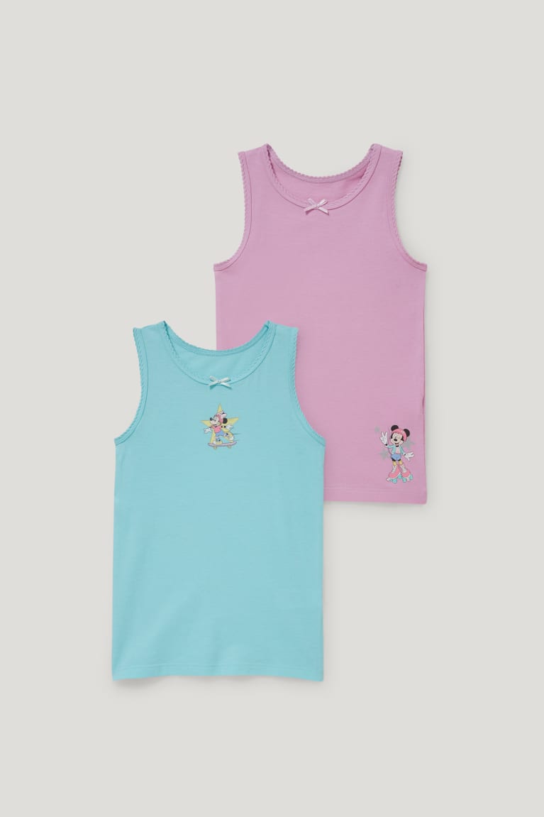 C&A Multipack Of 2 Minnie Mouse Vest Organic Katoenen Ondergoed Roze Turquoise | DSC-069235