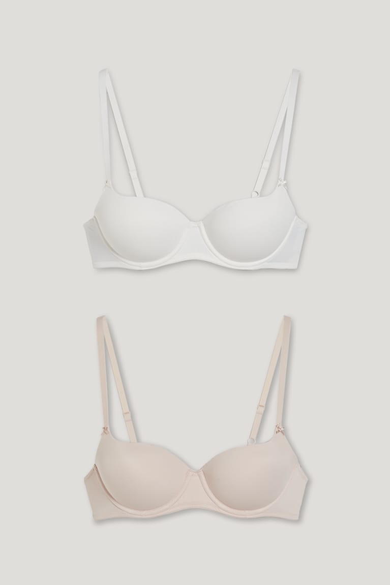 C&A Multipack Of 2 Underwire Bra Full Coverage Gewatteerd Ondergoed Wit Beige | CSR-952671