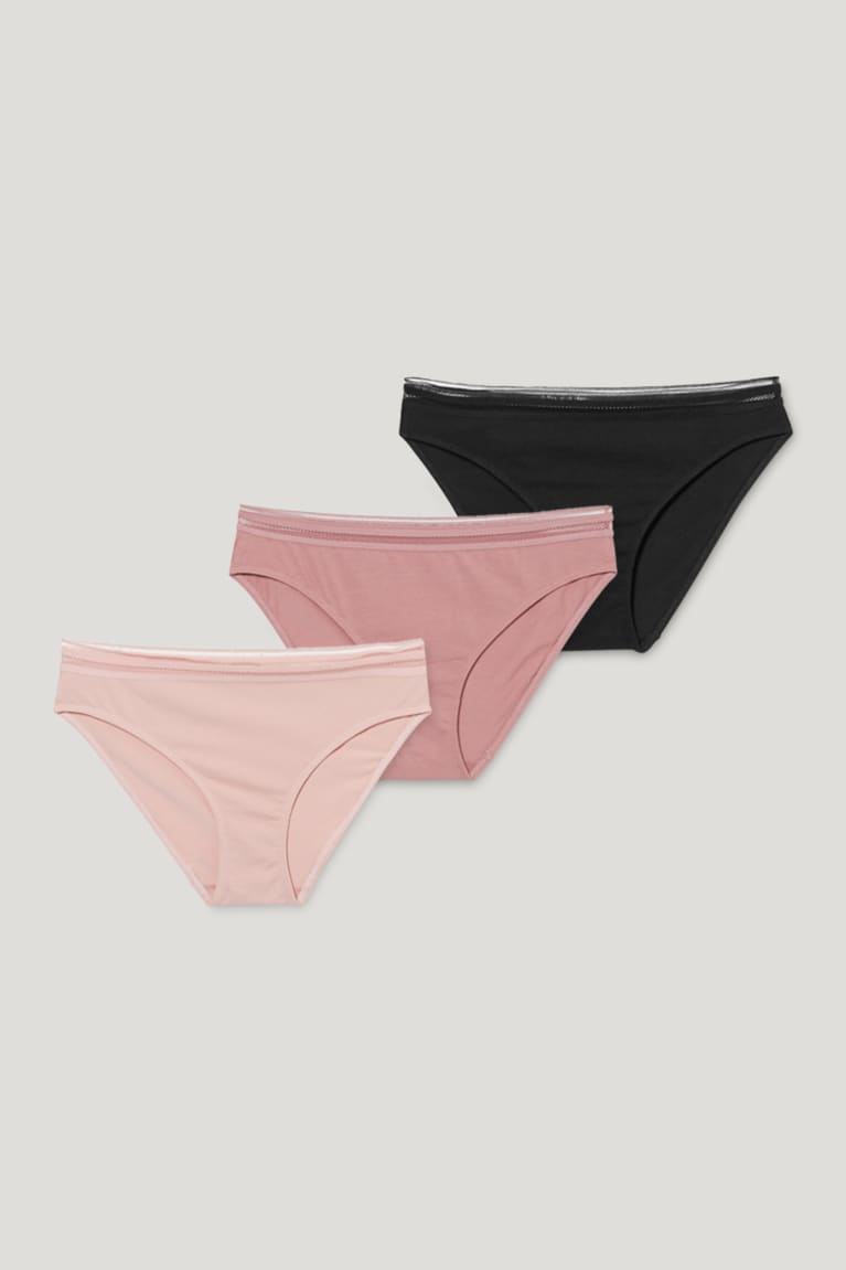 C&A Multipack Of 3 Briefs Organic Katoenen Ondergoed Donkerroze | CHJ-123865