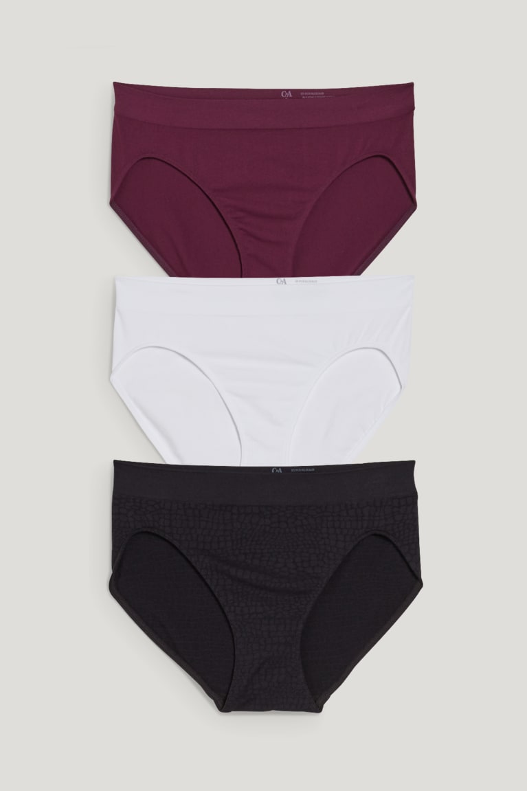 C&A Multipack Of 3 Briefs Seamless Ondergoed Wit Zwart | DKH-895607