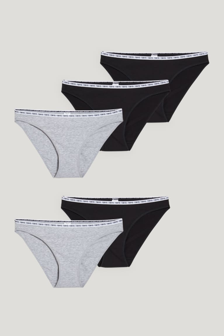 C&A Multipack Of 5 Briefs Ondergoed Zwart Grijs | CLD-512649