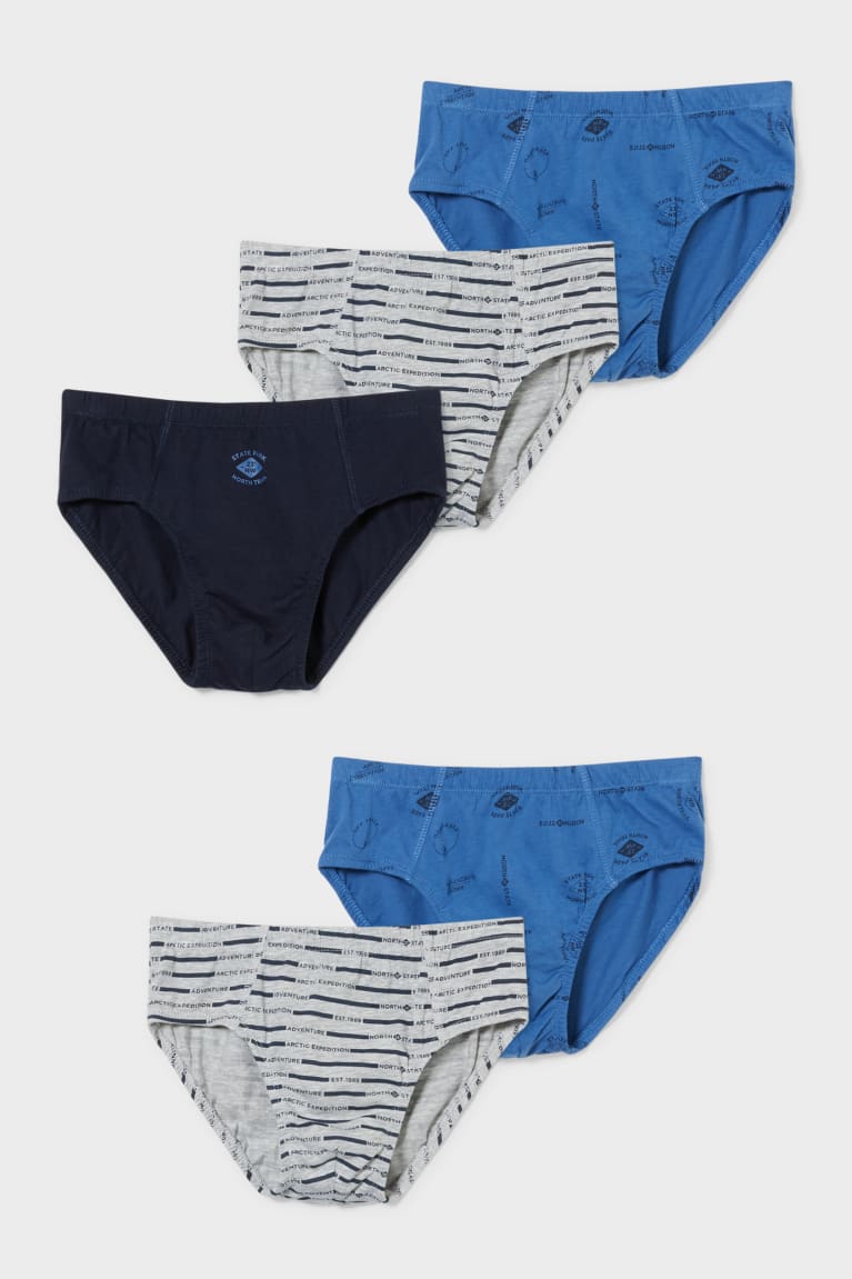 C&A Multipack Of 5 Briefs Organic Katoenen Ondergoed Blauw Grijs | KBC-964078