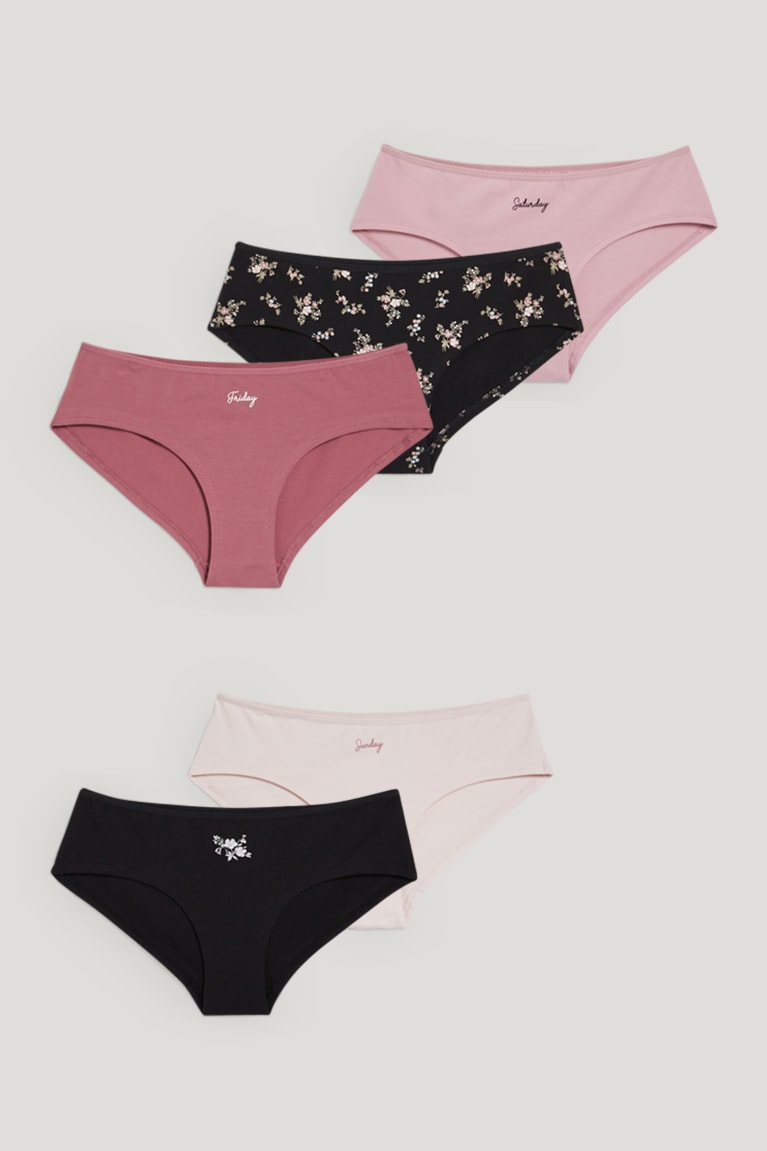 C&A Multipack Of 5 Hipster Briefs Ondergoed Zwart Roze | ZWR-275390